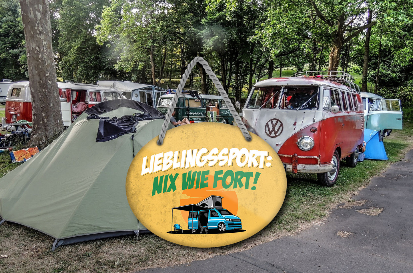 Blechschild ''Lieblingsort Nix wie fort (Campen)'' 18x14cm