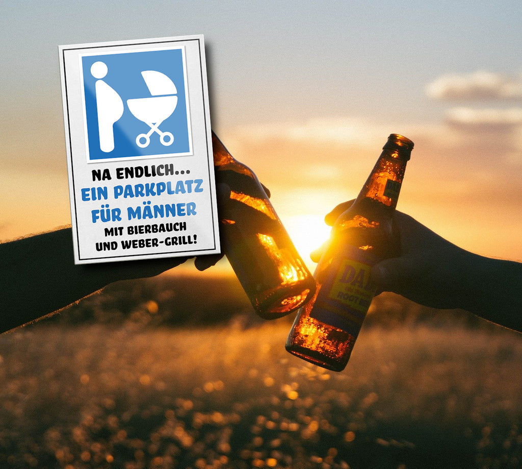 Magnet ''Na endlich.. Parkplatz für Männer Bierbauch'' 9x6x0,3cm