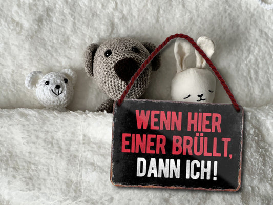 Blechschild ''Wenn hier einer brüllt, dann ich'' 18x12cm