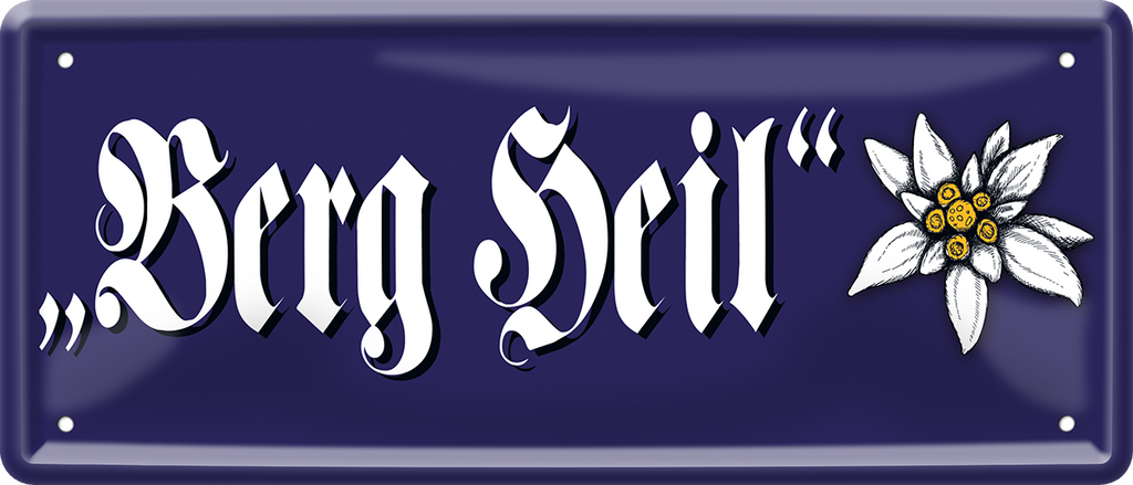 4252024244854	Schilderstore24 	 ''Berg Heil (blau)'' Schilderstore24 Blechschilder sind perfekt als Geschenk zu Weihnachten, Geburtstage, Feiern, Partys, Grillabende, Namenstag, Feiertag, Mädelsabend, Hochzeit. Jederzeit stilvoll im Wohnzimmer, Partykeller, Garage, Praxis, Büro, Café, Hauseingang Berge Reisen Wandern Outdoor Natur Urlaub sehenswürdigkeiten tal freizeit sport