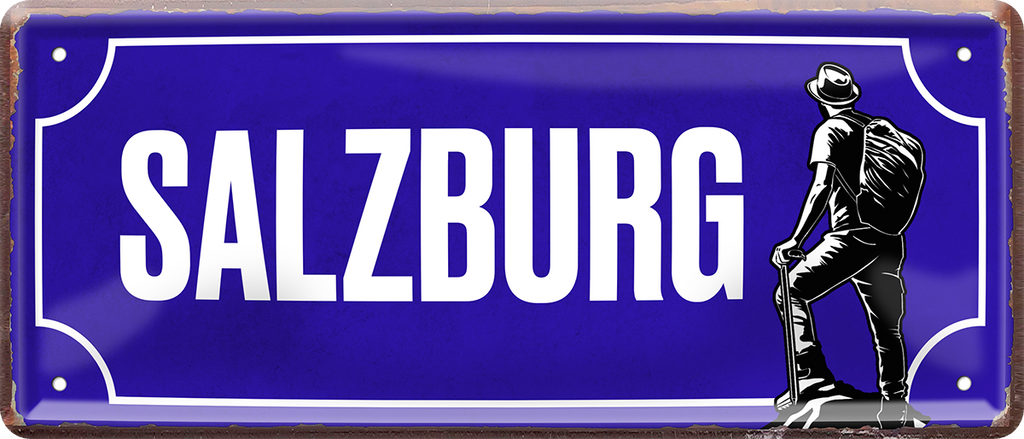 4252024244960	Schilderstore24 	 ''Salzburg (wanderer)'' Schilderstore24 Blechschilder sind perfekt als Geschenk zu Weihnachten, Geburtstage, Feiern, Partys, Grillabende, Namenstag, Feiertag, Mädelsabend, Hochzeit. Jederzeit stilvoll im Wohnzimmer, Partykeller, Garage, Praxis, Büro, Café, Hauseingang Landschaften Orte Städte Länder Urlaub See berge burgen schloss tal denkmal freizeit meer