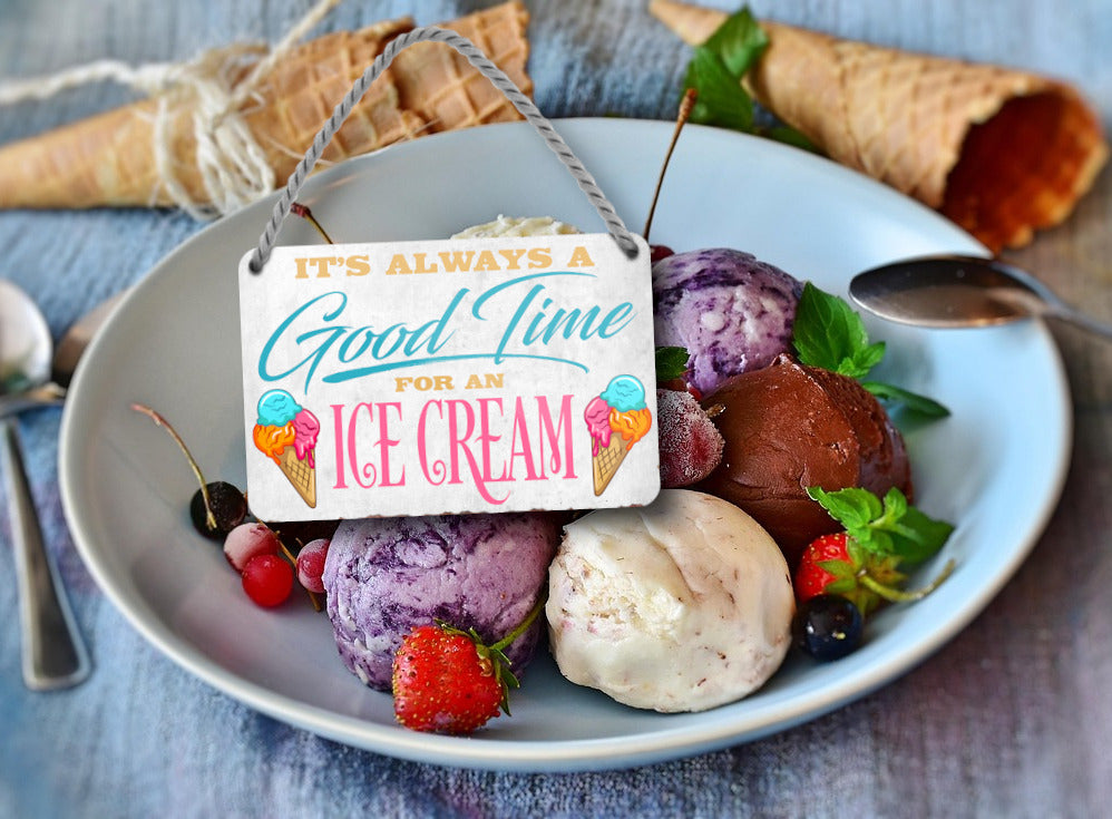 Blechschild ''Good time for Ice Cream'' 18x12cm