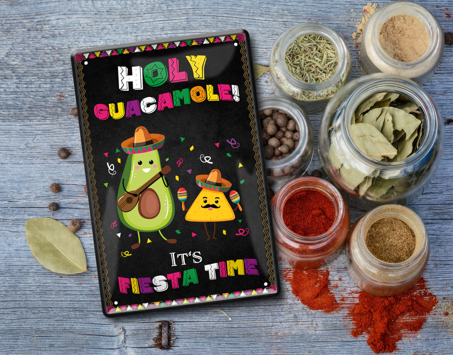 Blechschild ''Holy Guacamole it's Fiestatime'' 20x30cm