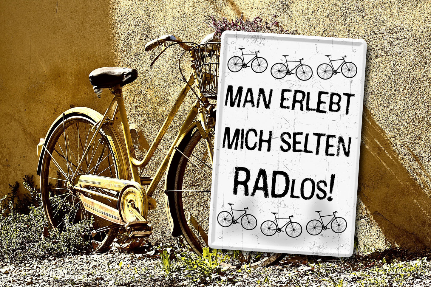 Blechschild ''Man erlebt mich selten RADlos'' 20x30cm