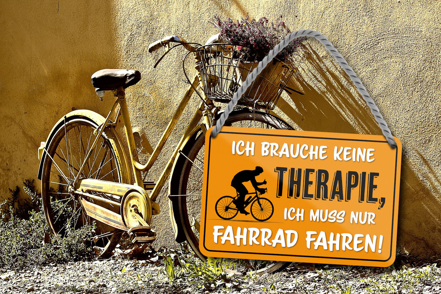 Blechschild ''Ich brauche keine Therapie Fahrrad fahren'' 18x12cm