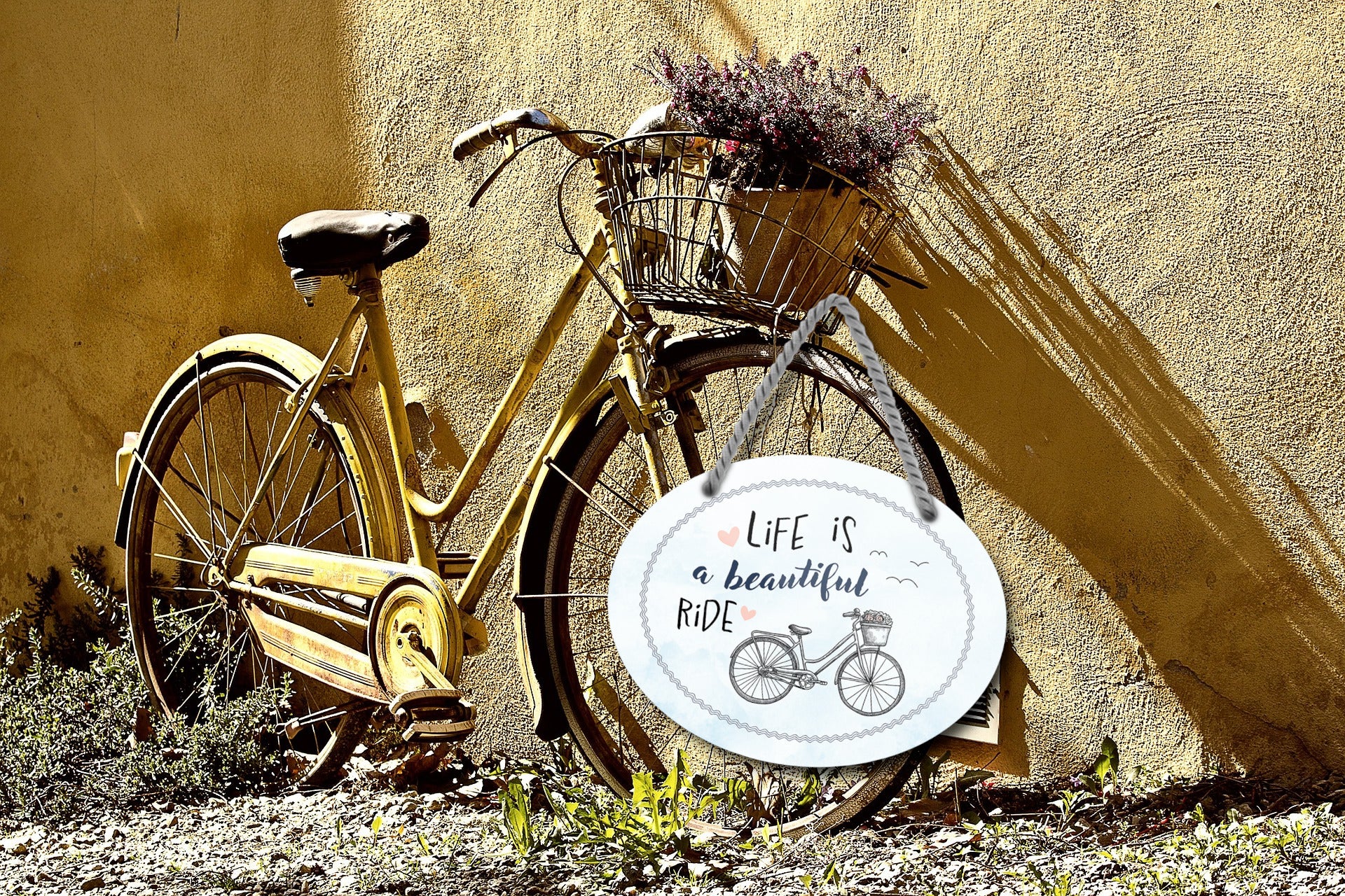 Blechschild ''Life is a beautiful Ride (grau)'' 18x14cm