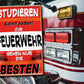 Blechschild ''Studieren kann jeder Feuerwehr (mit auto)'' 20x30cm