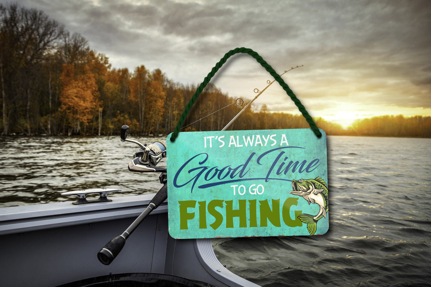 Blechschild ''Good time for Fishing'' 18x12cm