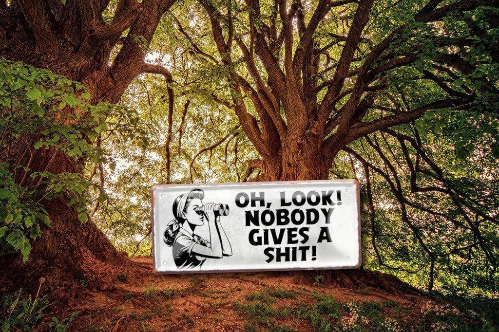 Blechschild ''Oh look, nobody gives a shit!'' 28x12cm