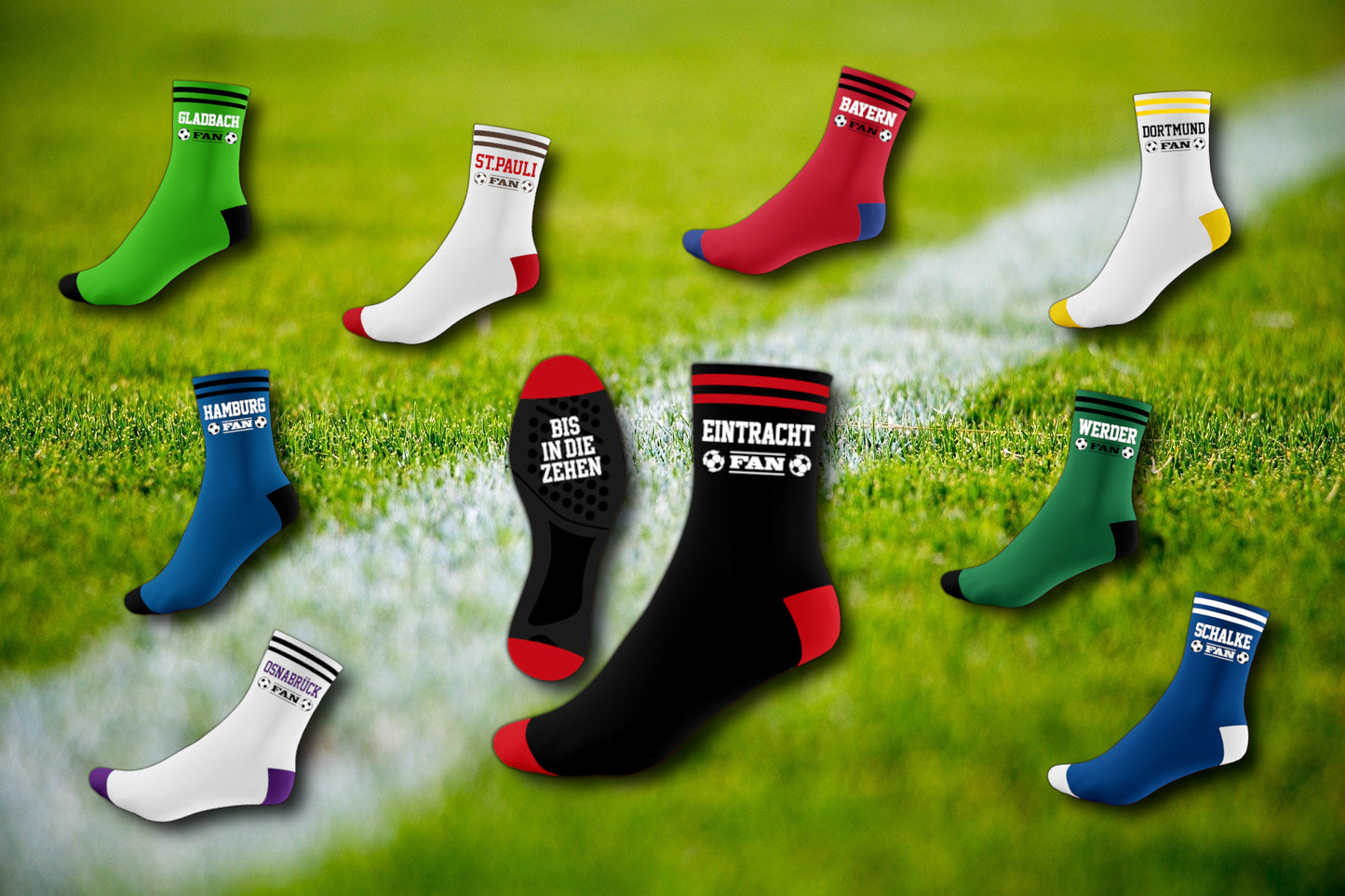 Fußball Fansocken ''bis in die Zehen'' Einheitsgröße 38-45