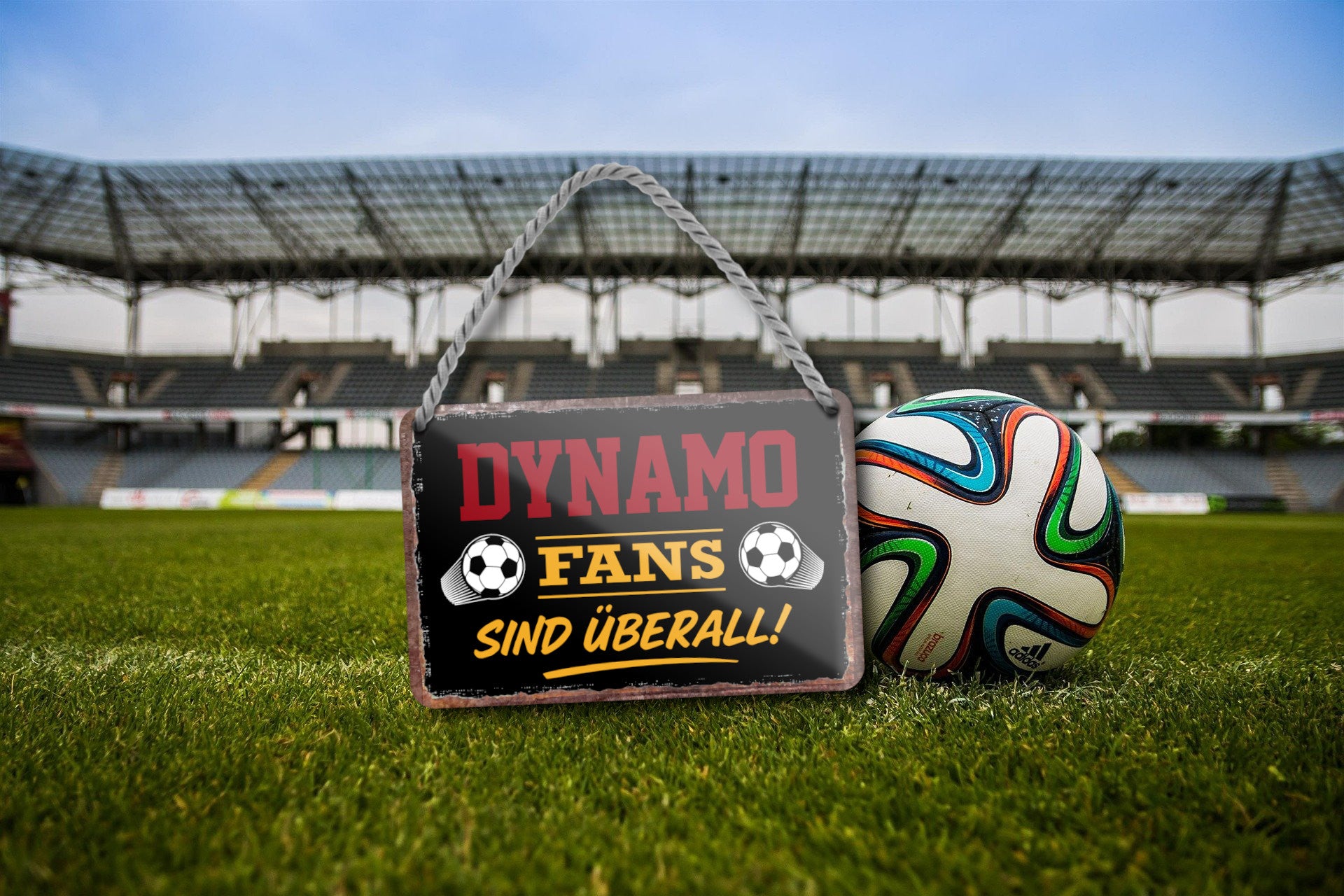 Blechschild ''Dynamo Fans sind überall! (schwarz)'' 18x12cm