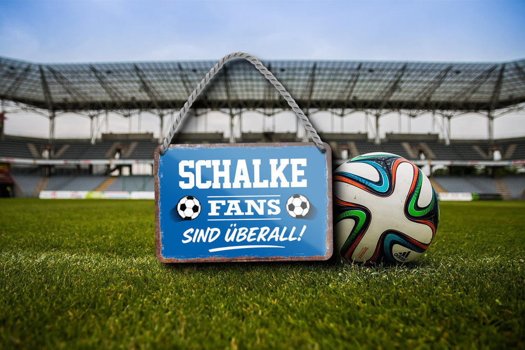 Blechschild ''Schalke Fans sind überall! (blau)'' 18x12cm