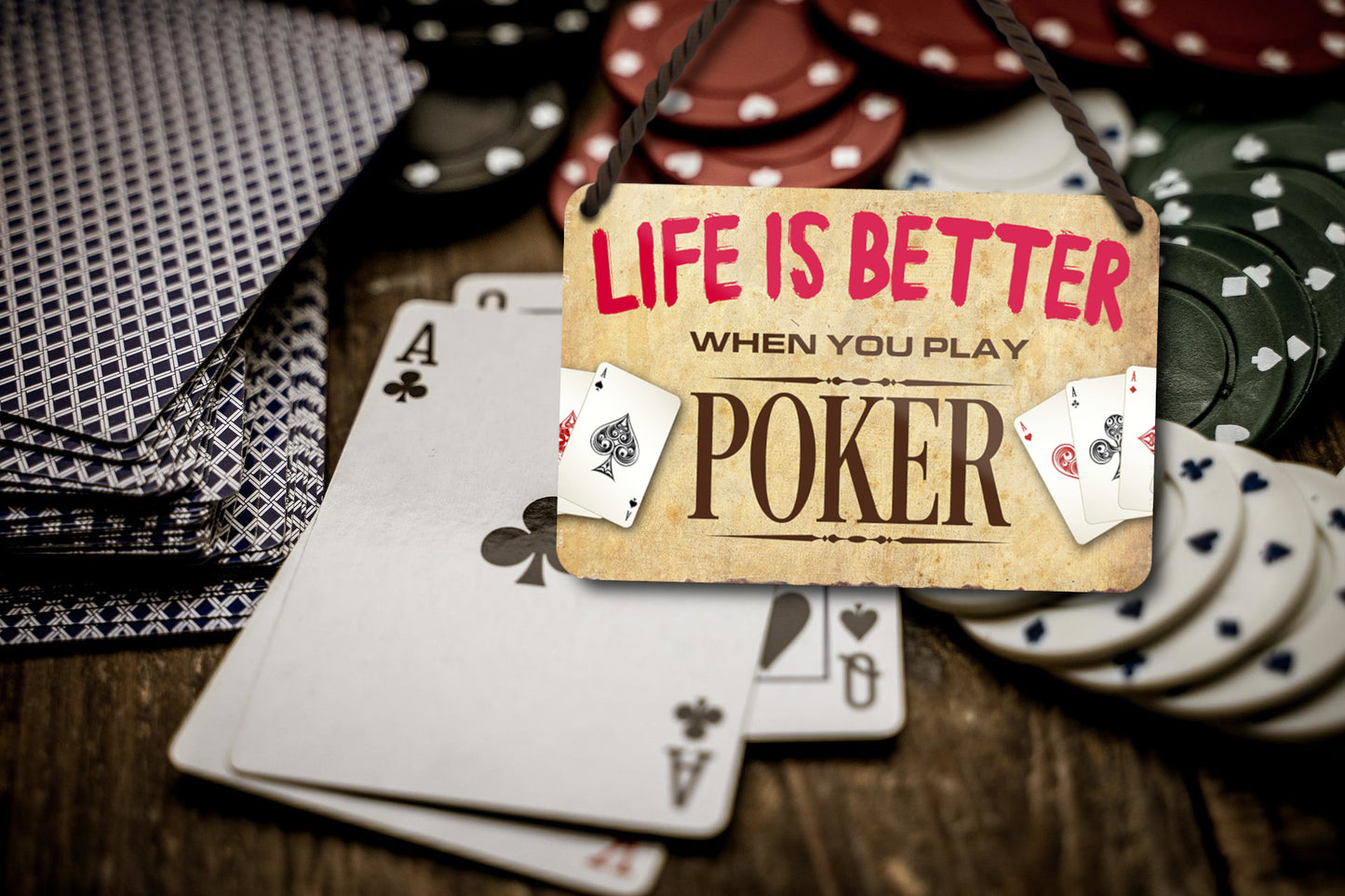 Tin sign ''Life is better Poker'' 18x12cm