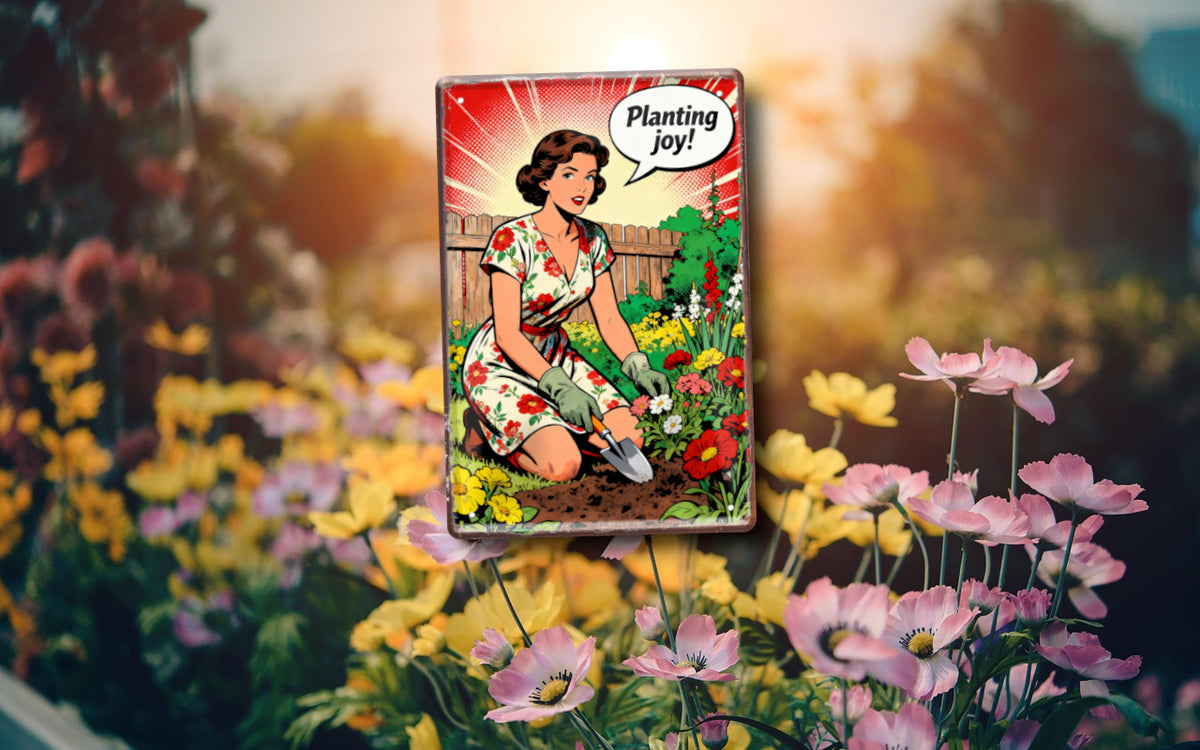 Blechschild ''Planting joy!'' 20x30cm