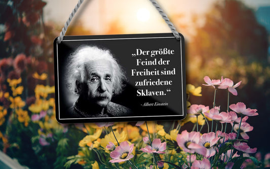 Blechschild ''Der größte Feind der Freiheit (Einstein)'' 18x12cm