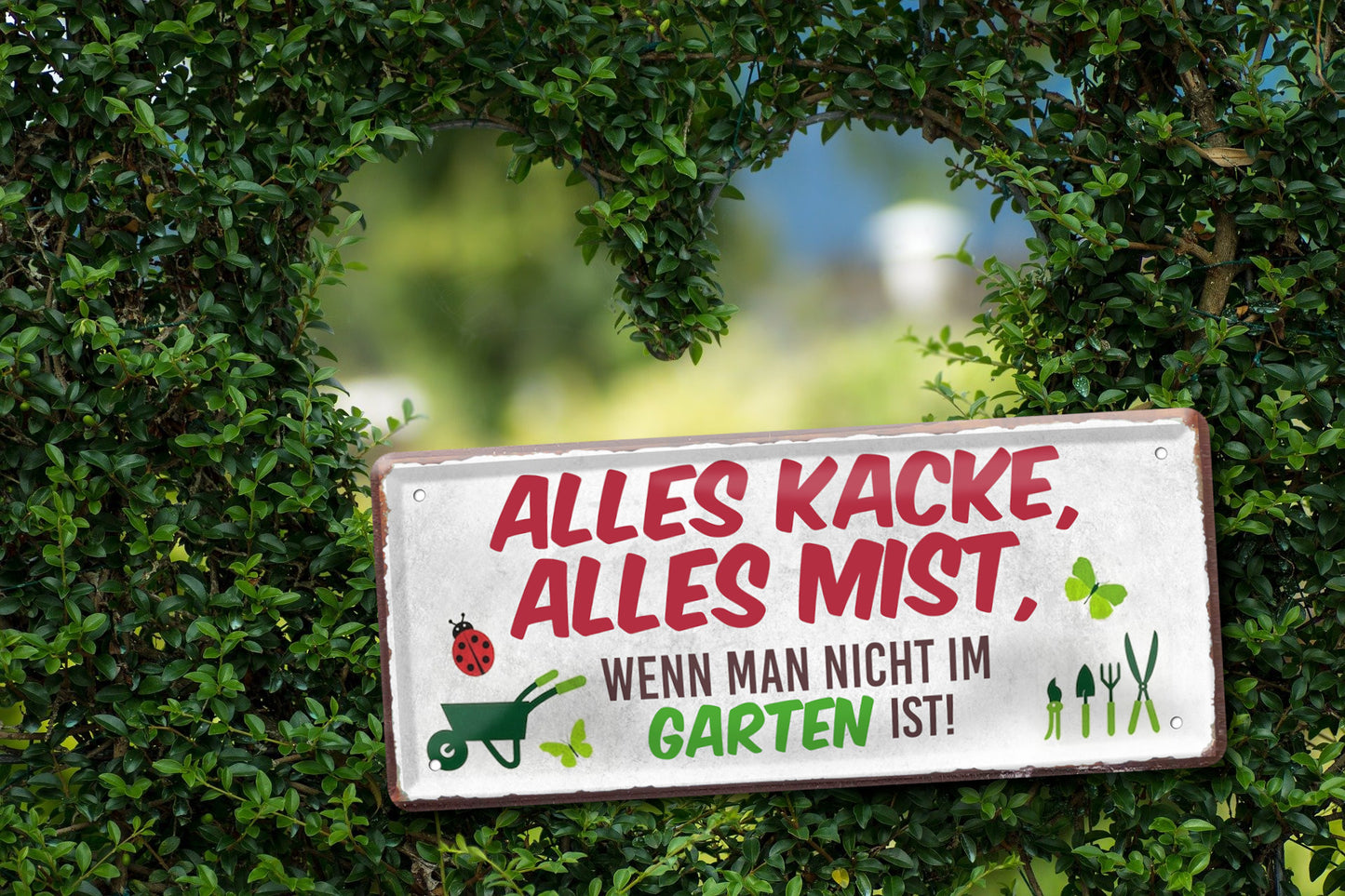 Blechschild ''Alles Kacke alles Mist Garten'' 28x12cm