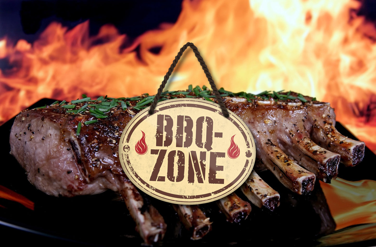 Blechschild ''BBQ Zone'' 18x14cm
