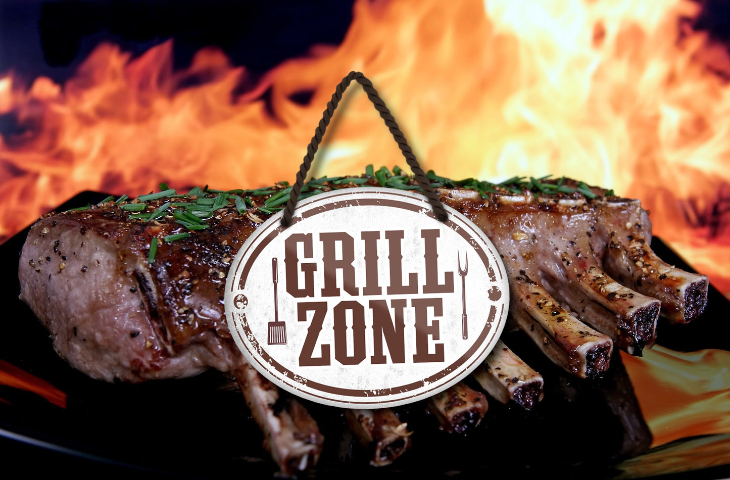 Blechschild ''Grill Zone'' 18x14cm