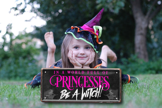 Blechschild ''In a world full of Princess be a Witch'' 28x12cm