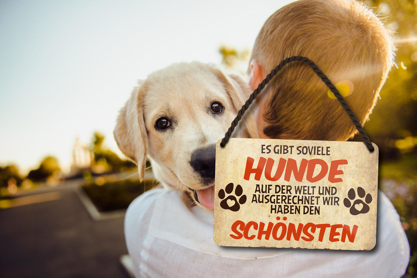 Blechschild ''Es gibt soviele.. Wir haben den schönsten Hund'' 18x12cm