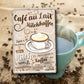 Blechschild ''Cafe au Lait Milchkaffee'' 20x30cm