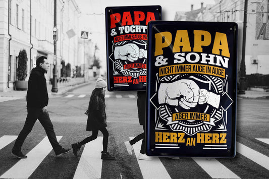 Blechschild ''Papa&Tochter nicht immer Auge in Auge'' 20x30cm