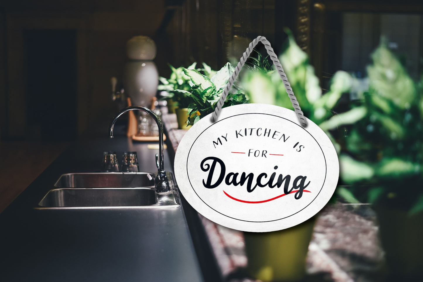 Blechschild ''My kitchen is for Dancing'' 18x14cm