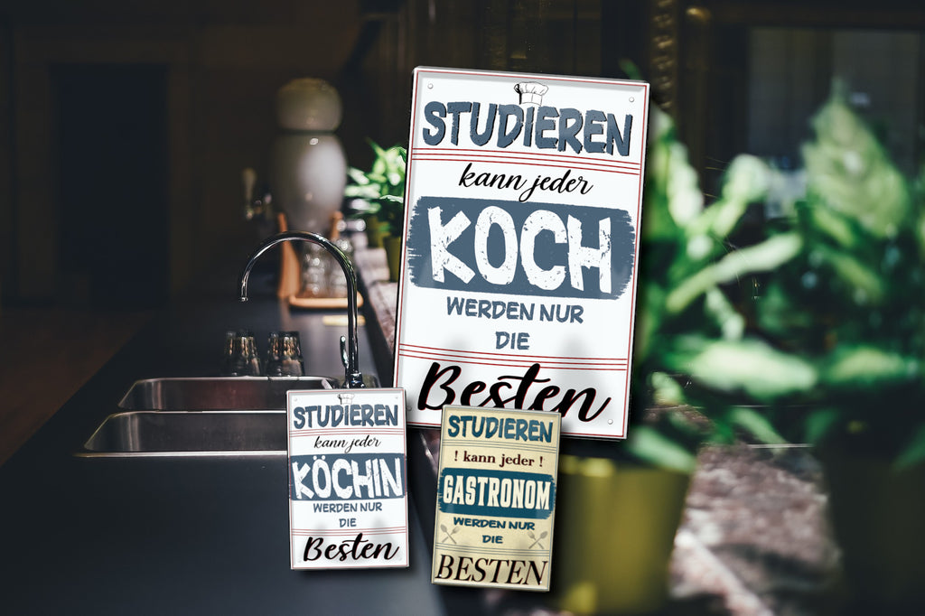 Blechschild ''Studieren kann jeder Gastronom'' 20x30cm