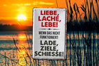Tin Sign ''Love, Laugh, Live. Load, aim, shoot'' 20x30cm