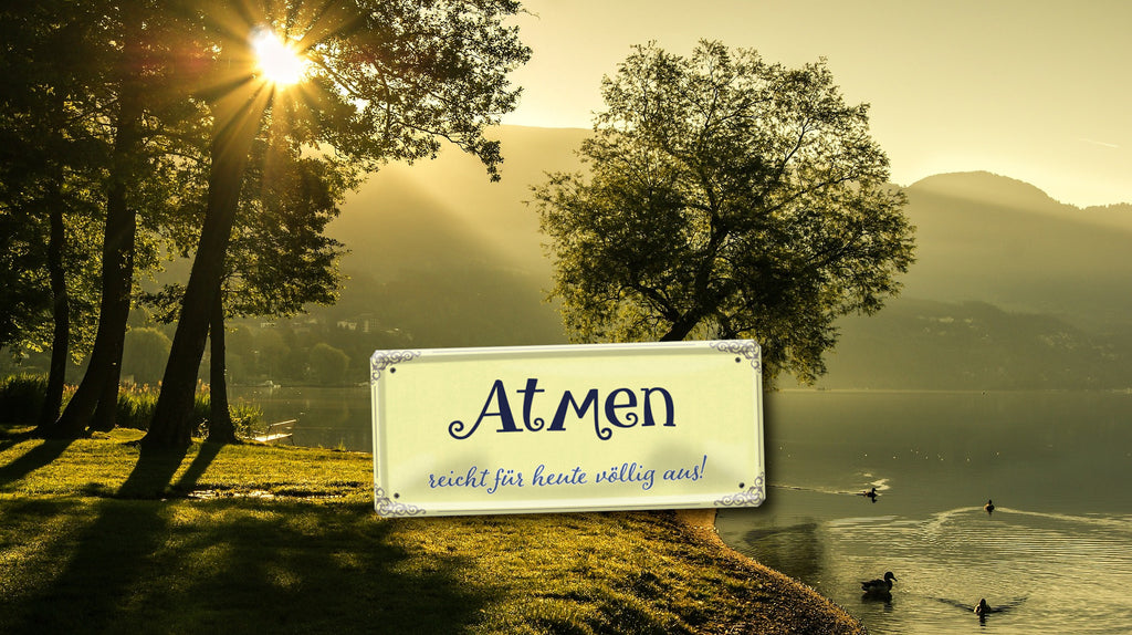 Tin sign ''Breathing is enough for today'' 28x12cm
