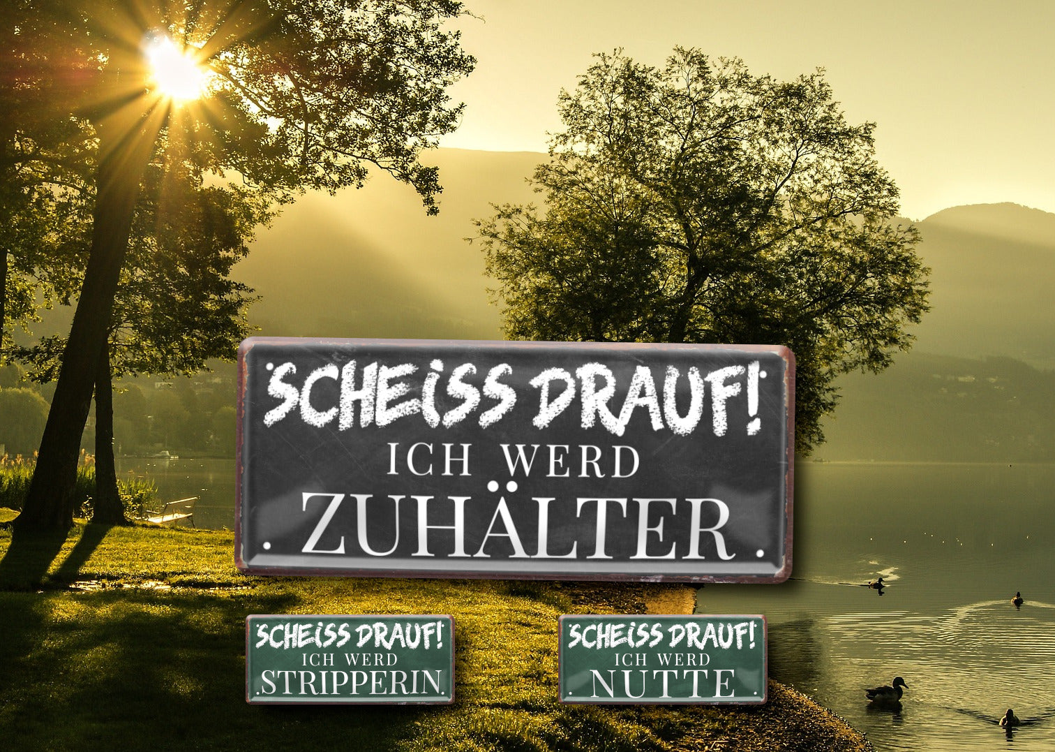 Blechschild ''Scheiss drauf! Ich wer Nutte'' 28x12cm