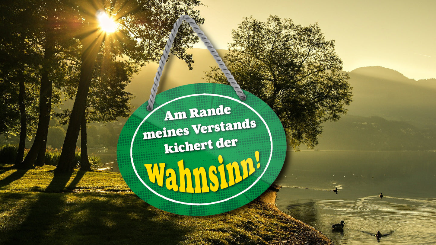 Blechschild ''Am Rande meines Verstands kichert der Wahnsinn'' 18x14cm