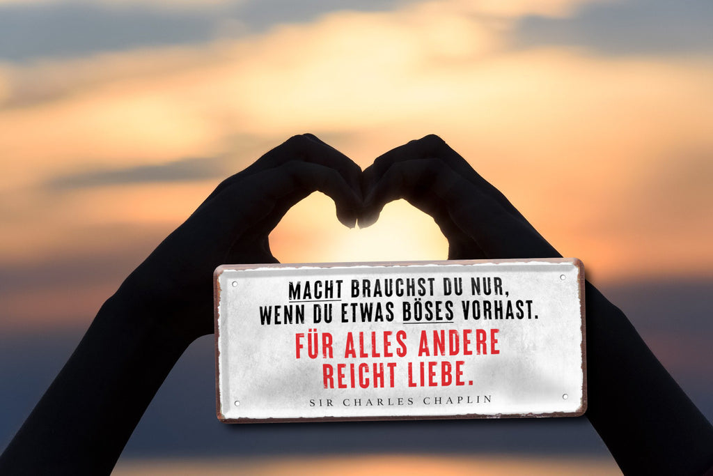 Blechschild ''Macht brauchst du nur wenn du böses vorhast'' 28x12cm