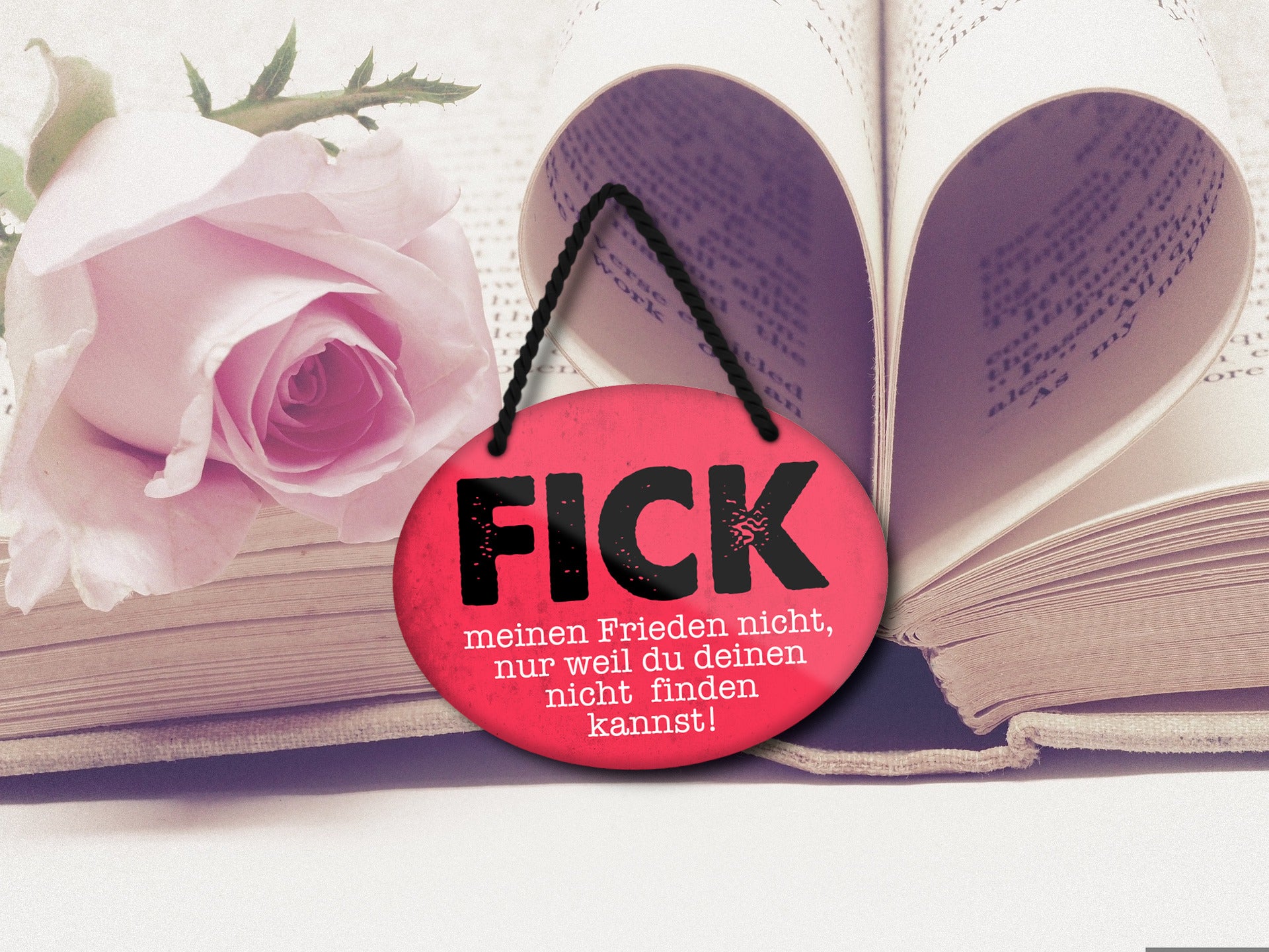 Blechschild ''Fick meinen Frieden nicht (rosa)'' 18x14cm