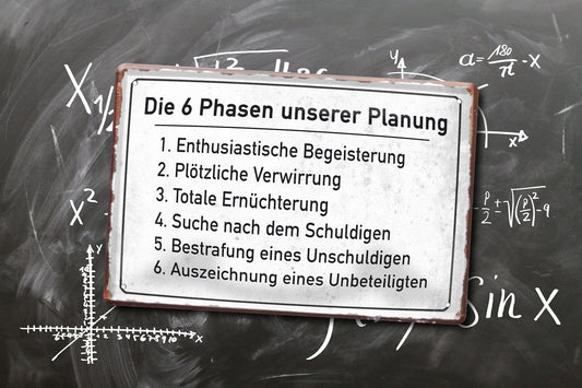 Blechschild ''Die 6 Phasen unserer Planung'' 20x30cm