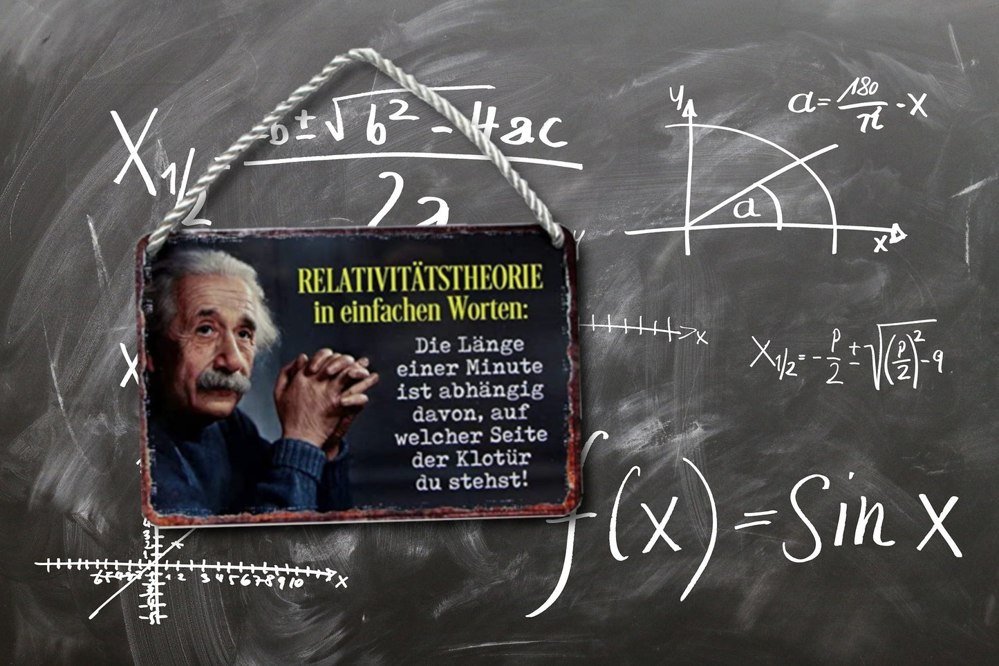 Blechschild ''Relativitätstheorie Klotür (Einstein)'' 18x12cm