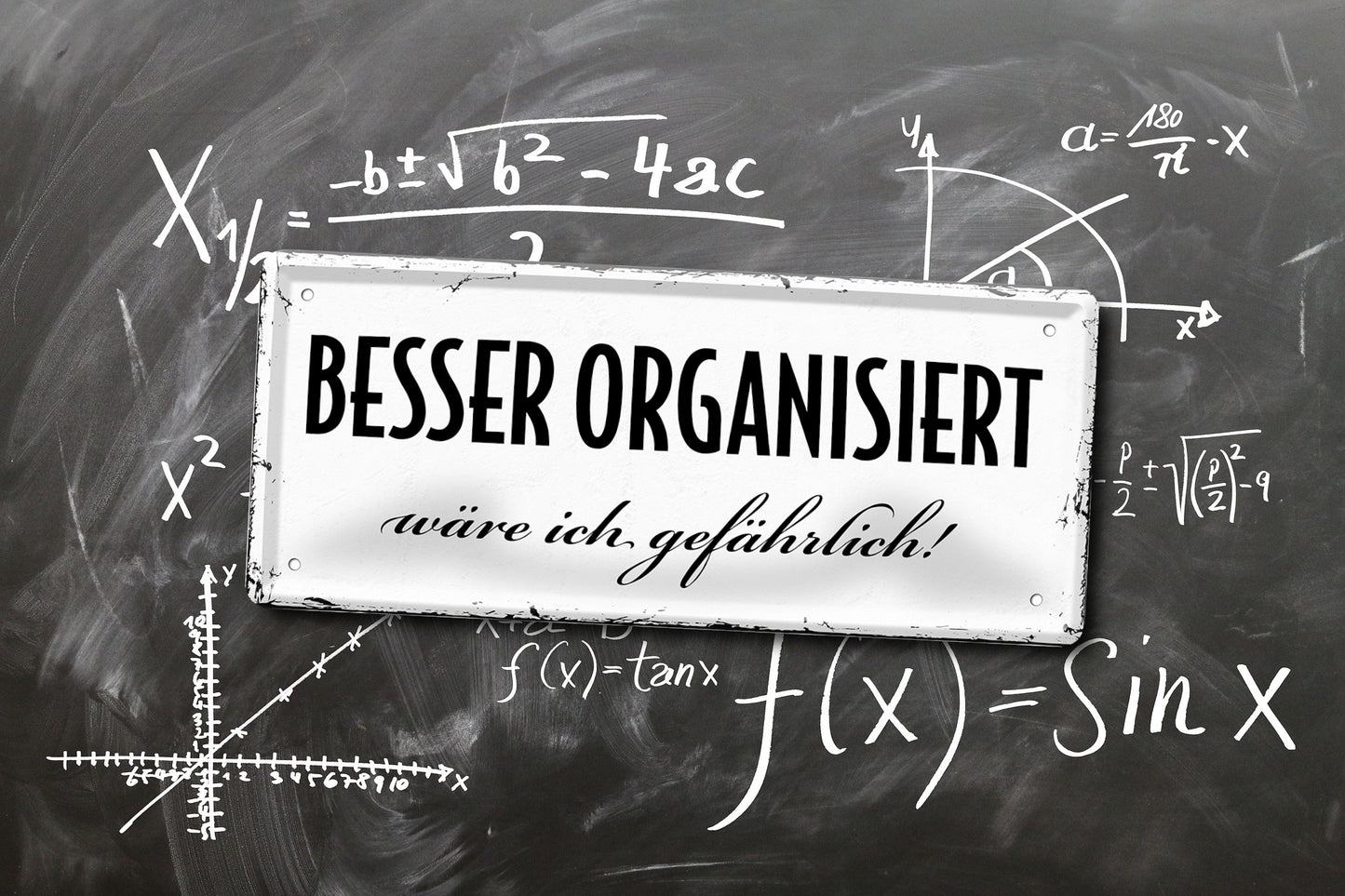 Blechschild ''Besser organisiert wäre ich gefährlich'' 28x12cm