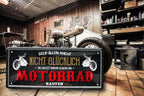 Blechschild ''Geld allein macht nicht glücklich Motorrad'' 28x12cm