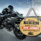 Blechschild ''Zum Biken geboren, zur Arbeit gezwungen (Motorrad)'' 18x14cm