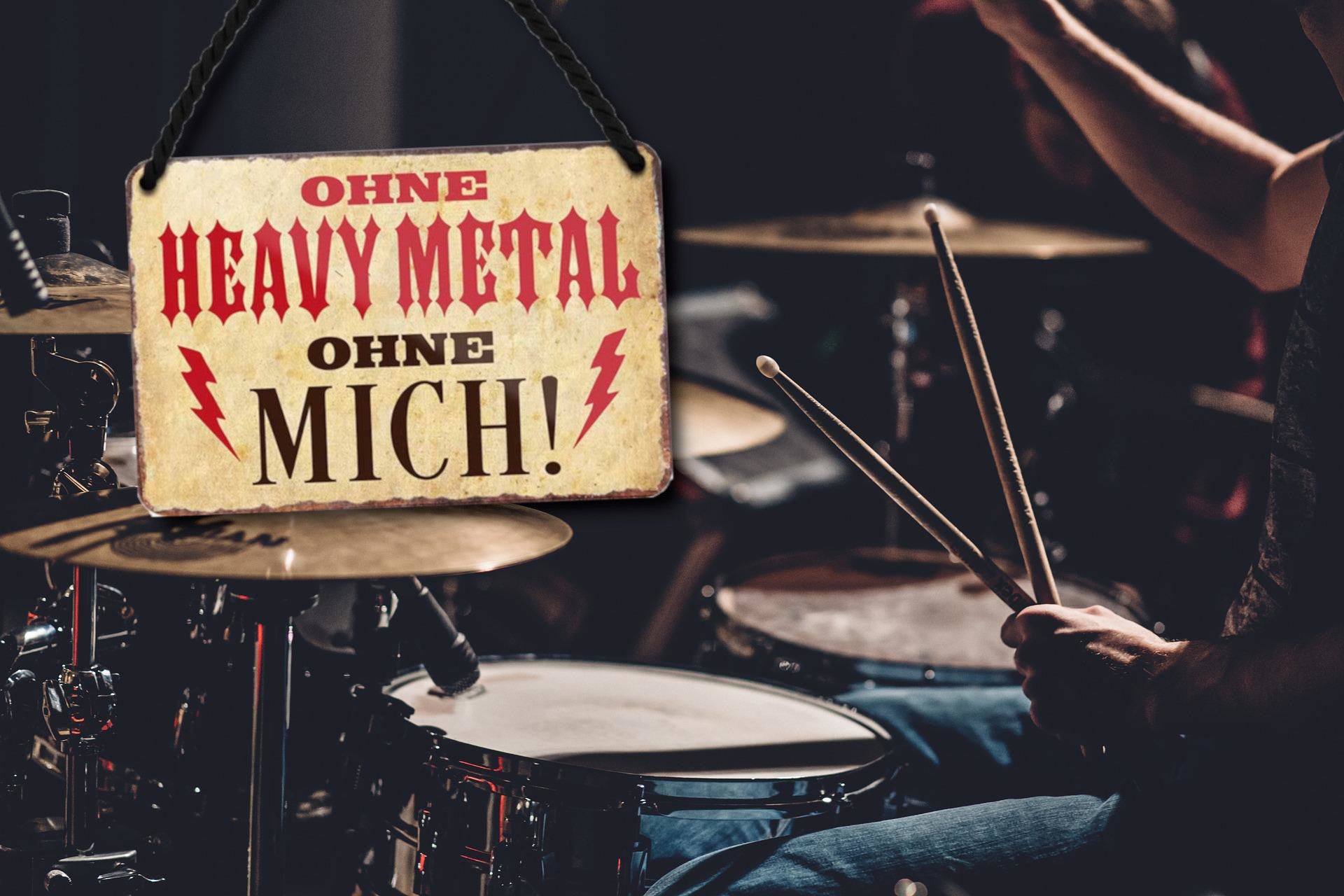 Blechschild ''Ohne Heavy Metal ohne mich'' 18x12cm