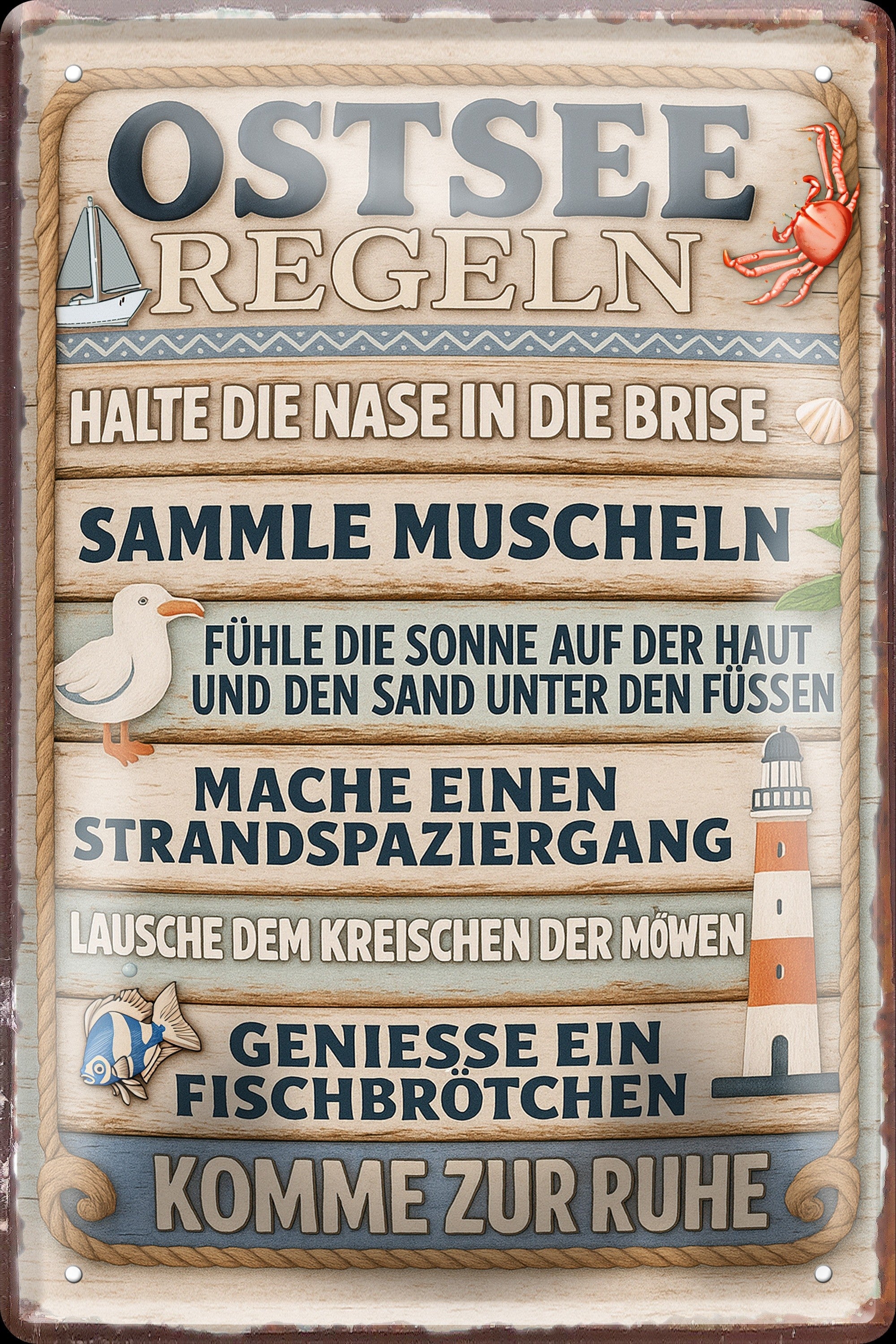 4252024256512		 ''Ostsee Regeln''
childerstore24 Blechschilder sind perfekt als Geschenk zu Weihnachten, Geburtstage, Feiern, Partys, Grillabende, Namenstag, Feiertag, Hochzeit. Jederzeit stilvoll im Wohnzimmer, Partykeller, Garage, Praxis, Büro, nordsee, ostsee Meer Urlaub Sommer Sandstrand see wasser strand sand salzwasser ferien