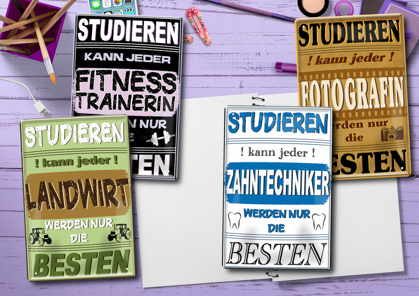 Blechschild ''Studieren kann jeder Fitnesstrainerin'' 20x30cm