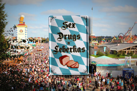 Tin sign "Sex Drugs Leberkas" 20x30cm