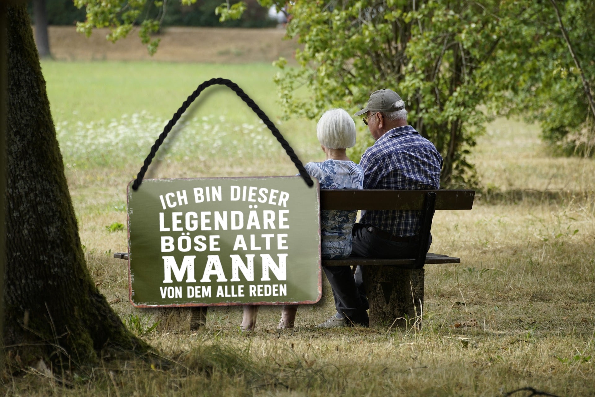 Blechschild ''Ich bin dieser legendäre böse alte Mann'' 18x12cm