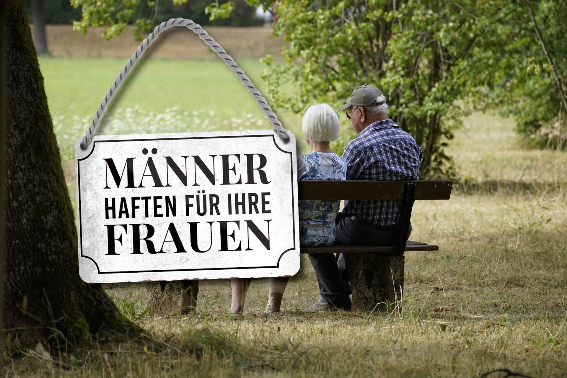 Blechschild ''Männer haften für ihre Frauen'' 18x12cm