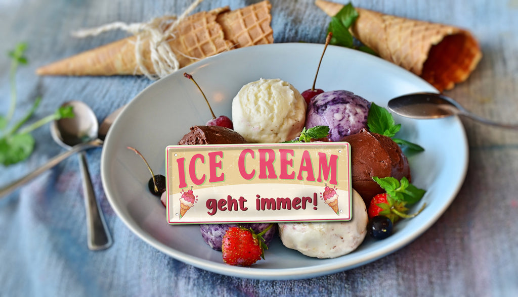 Blechschild ''Ice Cream geht immer!'' 28x12cm