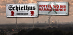 Blechschild ''Pott is, wo der Hamma hängt'' 28x12cm