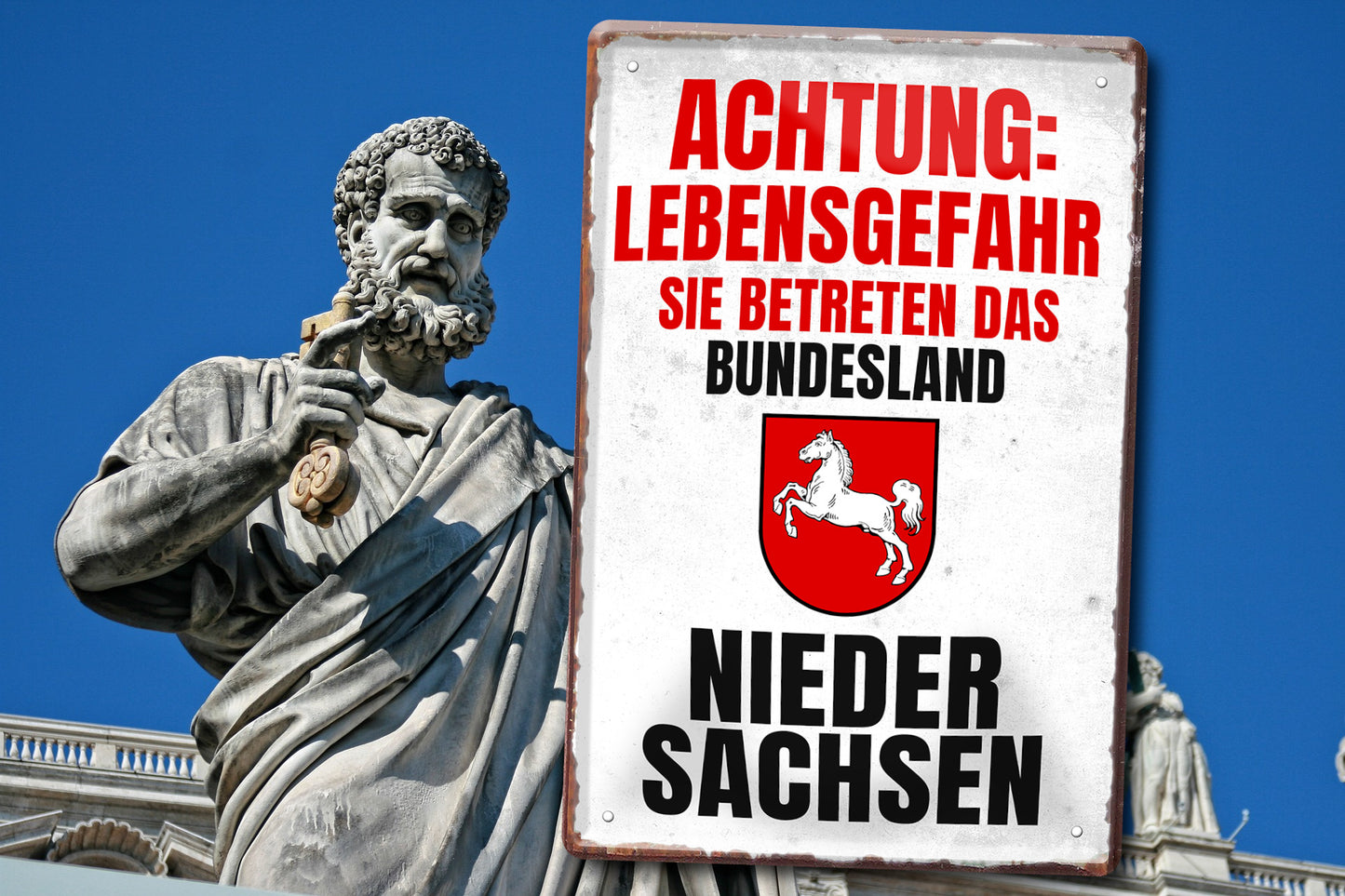 Blechschild ''Achtung Lebensgefahr Niedersachsen'' 20x30cm