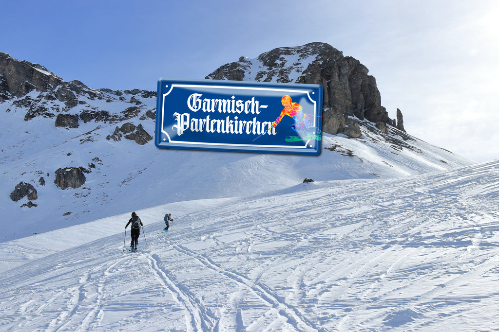 Blechschild ''Garmisch-Partenkichen (ski)'' 28x12cm