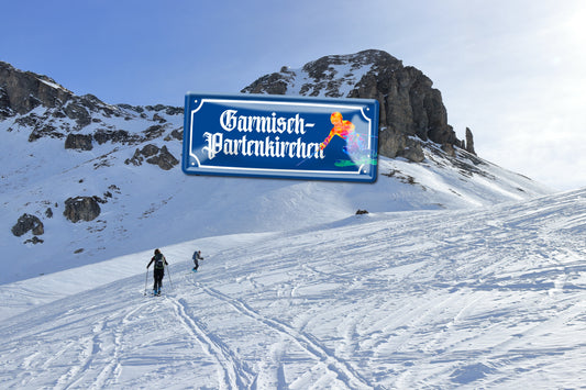 Blechschild ''Garmisch-Partenkichen (ski)'' 28x12cm
